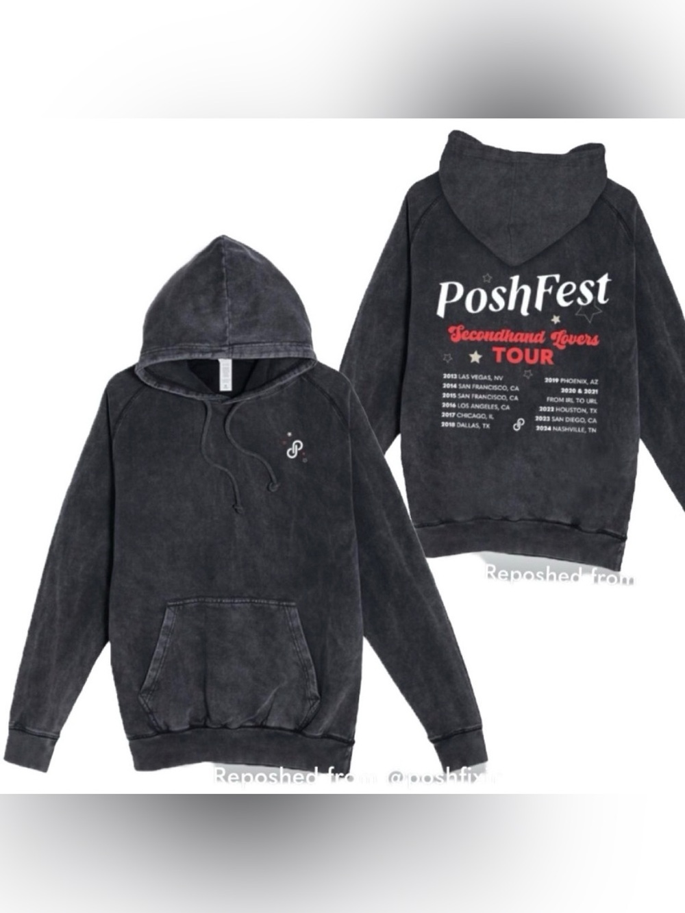 PoshFest 2024 Exclusive Secondhand Lovers Tour Hoodie black/grey size XL